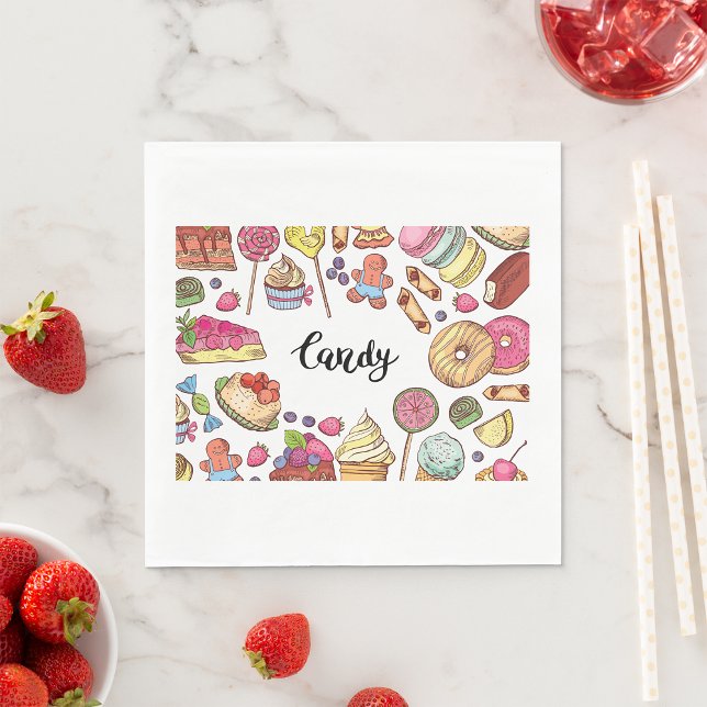 Candy and Dessert Doodles Sweet Treats Pattern  Napkin (Creator Uploaded)
