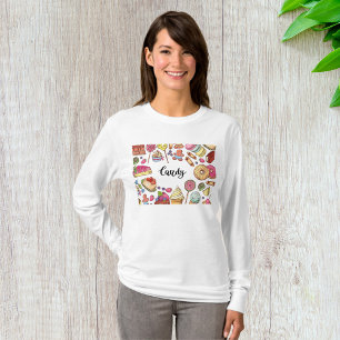 Candy and Dessert Doodles Sweet Treats Pattern  T-Shirt
