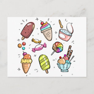 Candy and ice cream holiday postcard