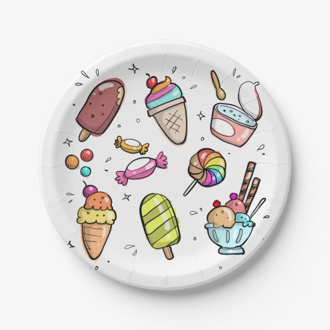 Candy and ice cream paper plate (Front)