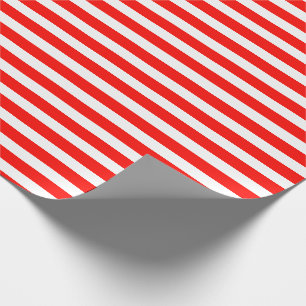 Candy Apple and White Simple Horizontal Striped Wrapping Paper