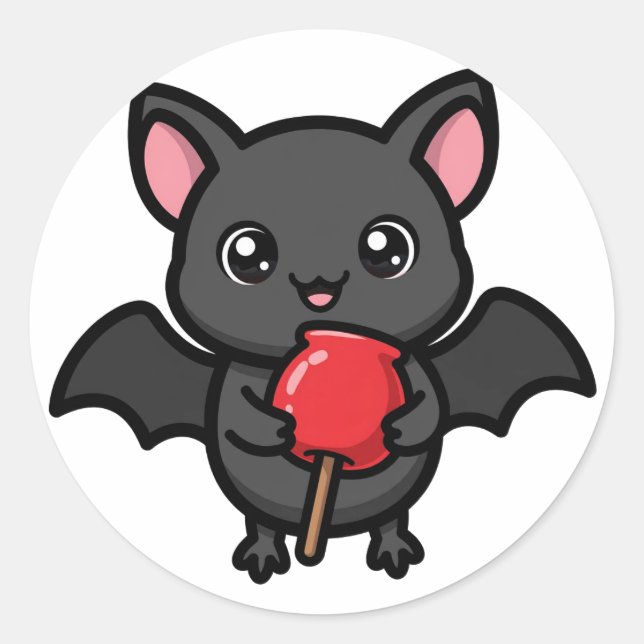 Candy Apple Bat Halloween Classic Round Sticker (Front)