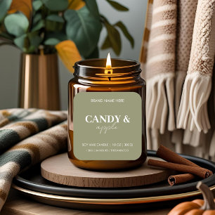 Candy Apple Fall Candle Label   Minimalist Autumn 