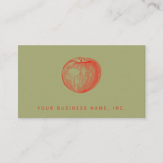 Candy Apple Red Letterpress Apple Business Card (Front)