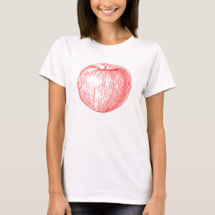 Candy Apple Red Letterpress Apple T-Shirt