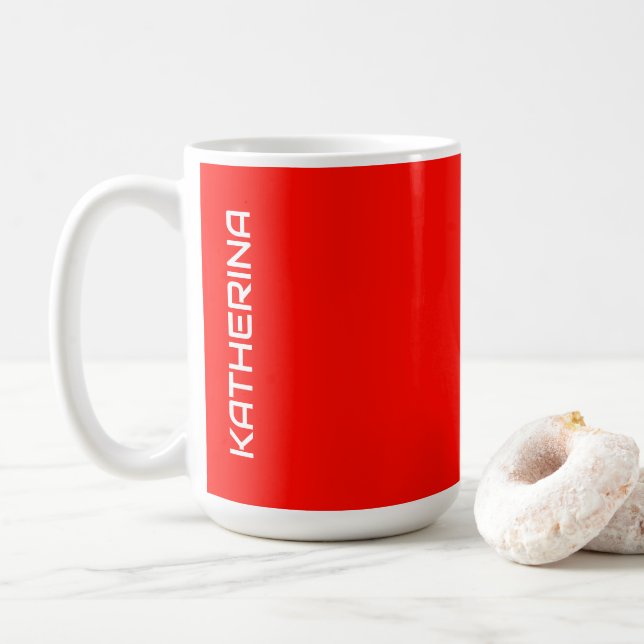 Candy Apple Solid Colour | Classic Personalised  Coffee Mug (With Donut)