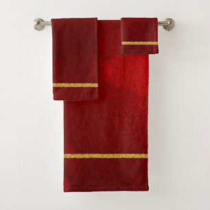 Candy Apples Red Gold  Bath Towel Set