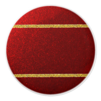 Candy Apples Red Gold Ceramic Knob