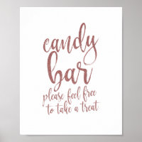Candy Bar Rose Gold Glitter Script 8x10 Sign