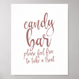 Candy Bar Rose Gold Glitter Script 8x10 Sign