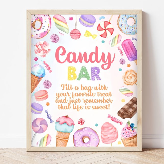 Candy Bar Sign Candy Land Birthday, Pink Sweet Can (Creator Uploaded)