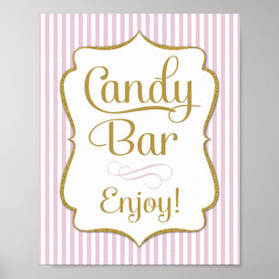 Candy Bar Sign Pink Gold Buffet