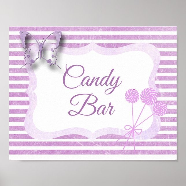 Candy Bar Sign Purple Butterfly Poster (Front)