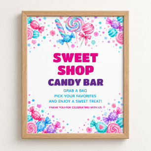 Candy Bar Sweet Shop Watercolor Birthday Sign