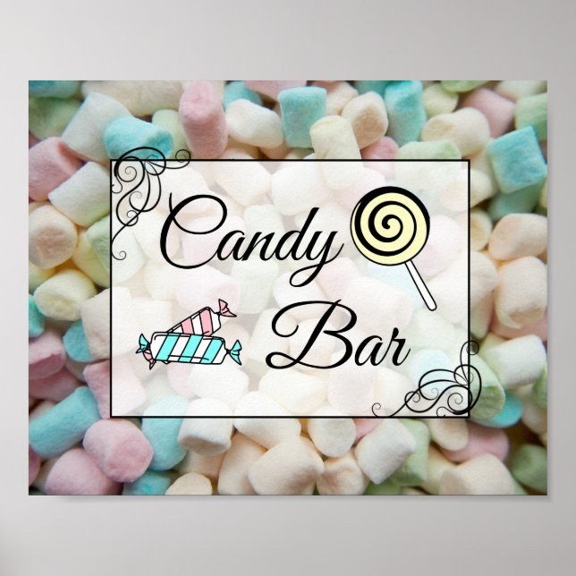 Candy Bar Wedding or Baby Shower  Sign Poster (Front)
