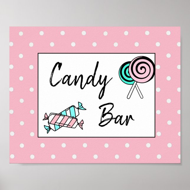 Candy Bar Wedding or Baby Shower  Sign Poster (Front)