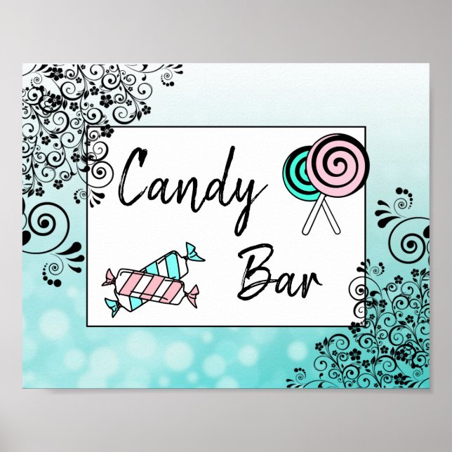 Candy Bar Wedding or Baby Shower  Sign Poster (Front)