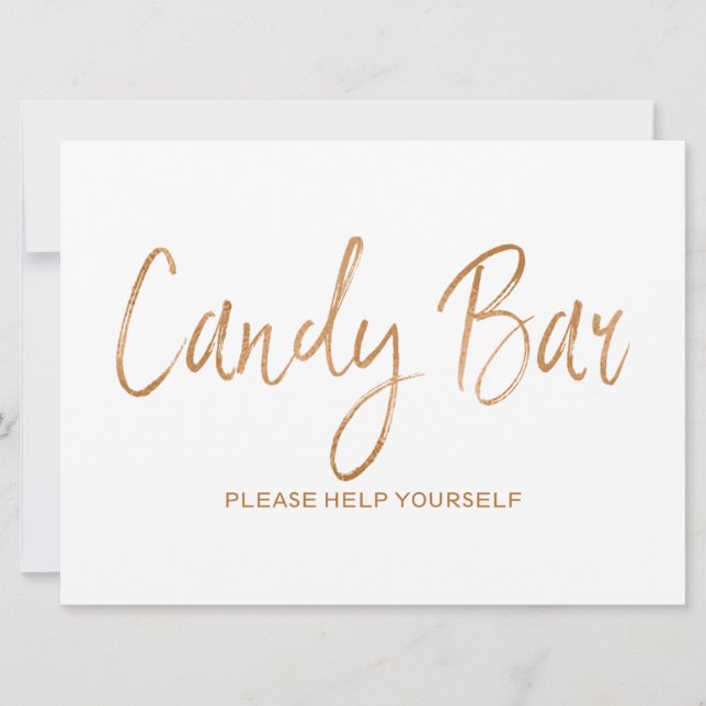 Candy Bar Wedding Sign | Stylish Gold Rose Invitation (Front)