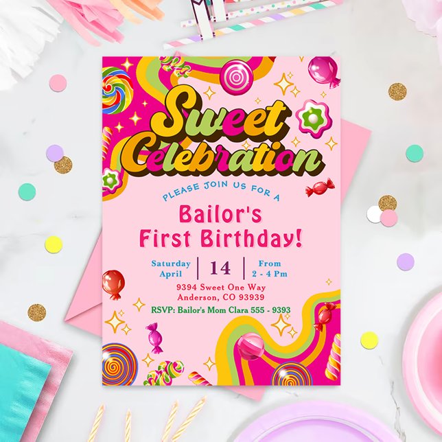 Candy Birthday Invitation Candy Sweet Party (Creator Uploaded)