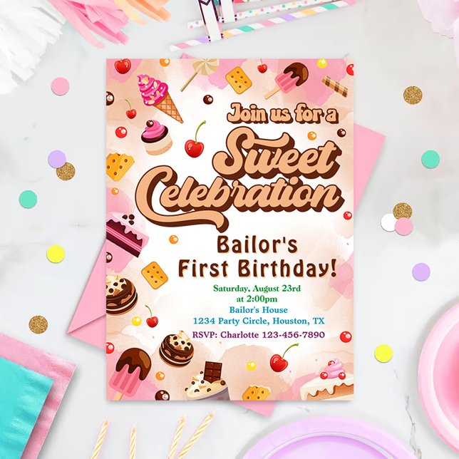 Candy Birthday Invitation The First Party (Creator Uploaded)