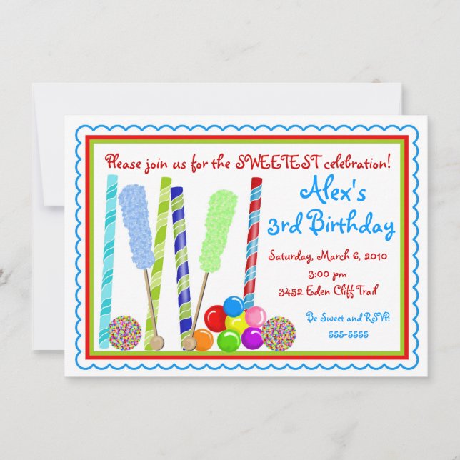 Candy Birthday Invitations (Front)