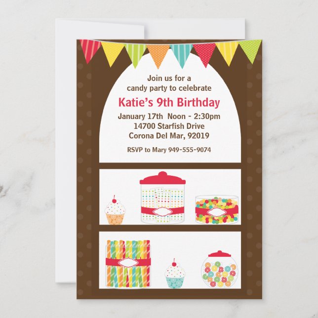Candy Birthday Party Invitation (Front)