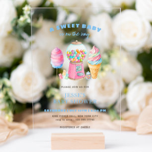 Candy Blue A Sweet Baby Shower is on the way  Acrylic Invitations