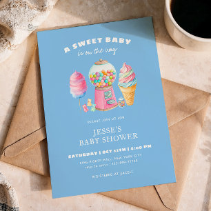Candy Blue A Sweet Baby Shower is on the way  Invitation