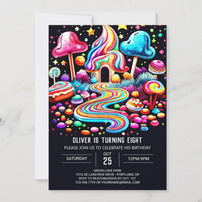 Candy Boho Printable Birthday Invitation (Front)