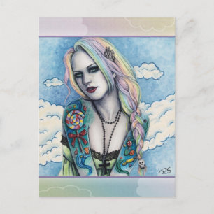 Candy Bubblegoth Pastel Goth tattoos Girl Rainbow Postcard