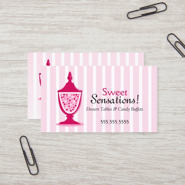 Candy Buffet and Dessert Tables Business Card (Front/Back In Situ)