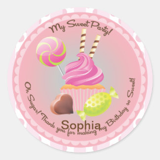 Candy Buffet Girl's Party Favour  Birthday Sticker