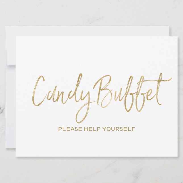 "Candy buffet" Wedding Sign | Stylish Golden Invitation (Front)