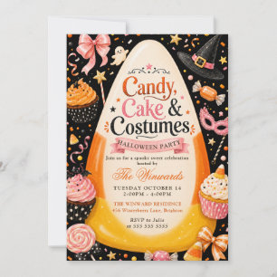 Candy Cake & Costumes Halloween Party Invitation
