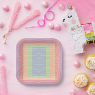 Candy Cake Pastel Colour Block  Paper Plate