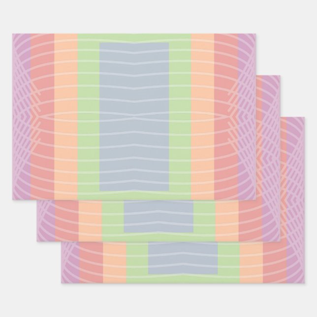 Candy Cake Pastel Colour Block  Wrapping Paper Sheet (Set)