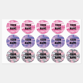 Candy Camo Circle Adhesive Waterproof Label