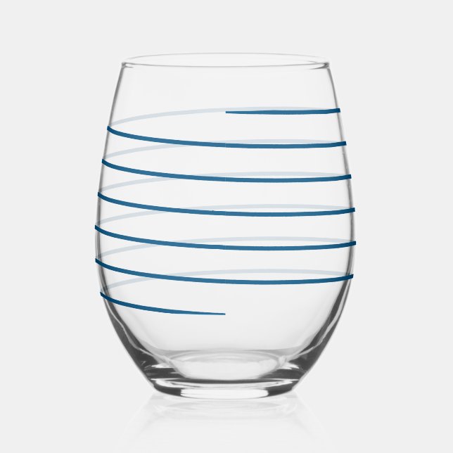 Candy Can Dark Blue Striped Wine Glasses (Right)
