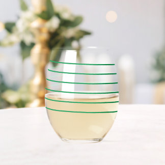 Candy Can Green Striped Wine Glasses