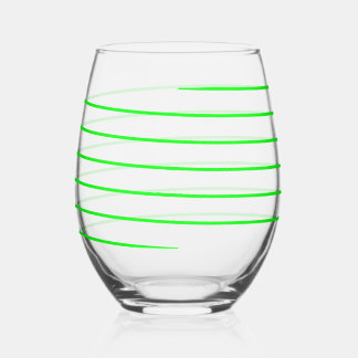 Candy Can Lime Green Striped Wine Glasses