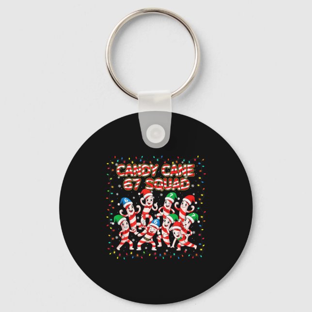 Candy Cane 67 Squad Christmas Party  Key Ring (Front)