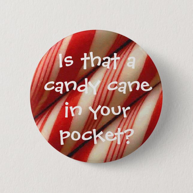 Candy Cane 6 Cm Round Badge (Front)