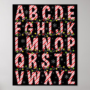 Candy Cane Alphabet Christmas Lights Teacher Schoo Poster