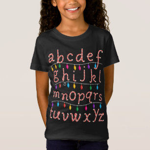 Candy Cane Alphabet Christmas Lights Teacher Schoo T-Shirt