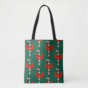 Candy Cane and Bow Tote Bag