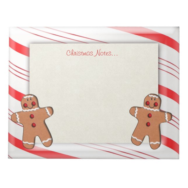 Candy Cane and Gingerbread Man Cookies Notepad (Front)