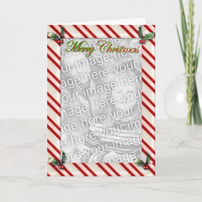 Candy Cane and Holly Template Card (Front)