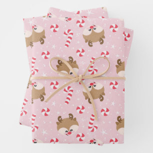 Candy Cane and Peppermint Lovin’ Reindeer  Wrapping Paper Sheet