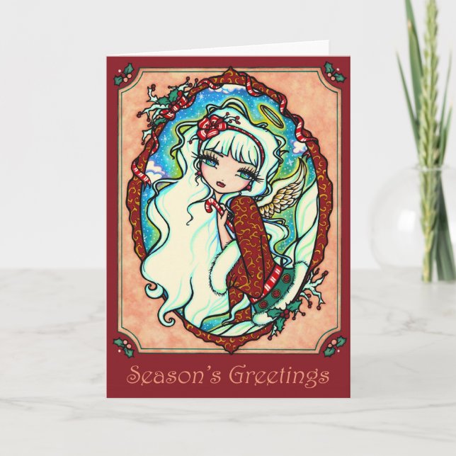 Candy Cane Angel Christmas Card (Front)