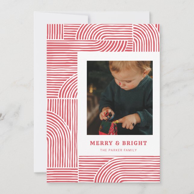 Candy Cane Arches Modern Holiday Photo Card (Front)